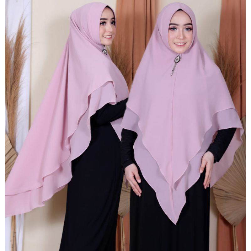 TERPOPULER Khimar Namira Polos/Jilbab Ceruty 2 Layer/Kerudung Syari Ceruty Babydoll ARMANI by Jns