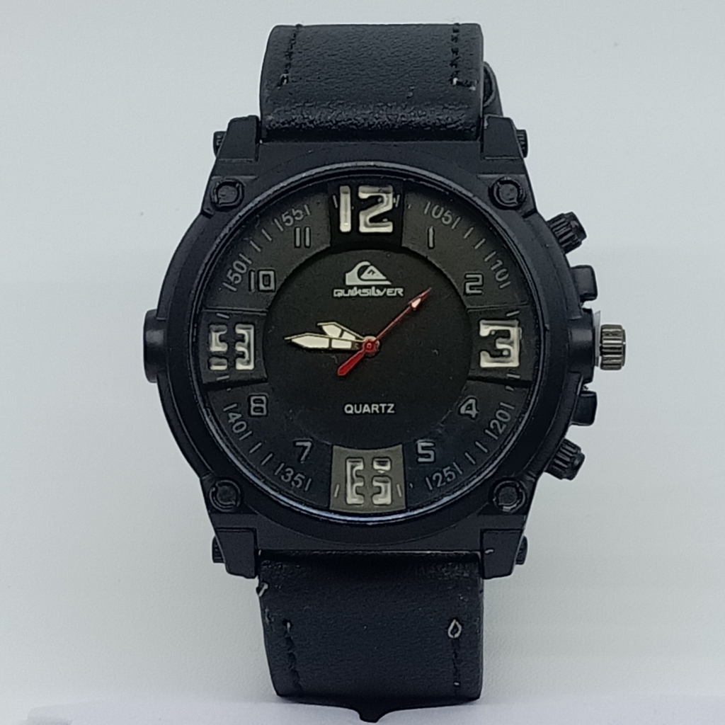 Jam Tangan Pria Fashion Sporty Strap Kulit Quiksilver Analog Polos