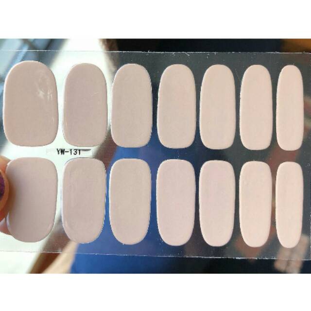 14 Pcs/Set Nail Sticker Motif Sticker Kuku Stiker Kuku Nail Stiker Brown Soft Cokelat Muda Polos