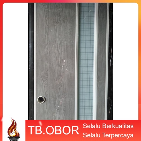 Pintu Kamar Mandi PVC Motif Kaca Es Kotak Crystal Handle Kunci Bulat Full Stainless Steel Premium
