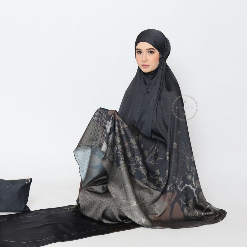 mukena travel printing Miraya sakura black