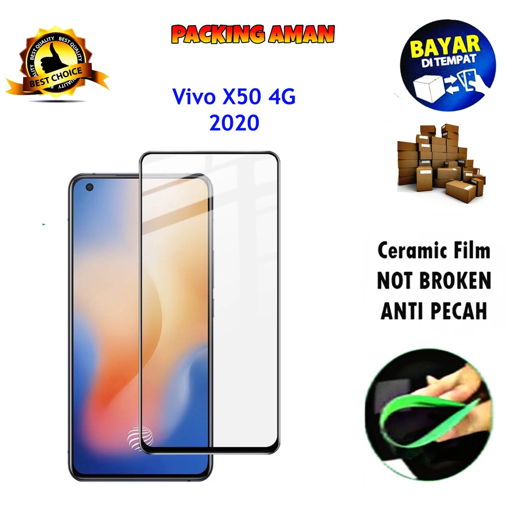 Tempered Glass Vivo X50 4G 2020 FULL COVER FULL SCREEN Ceramic Film Anti Gores