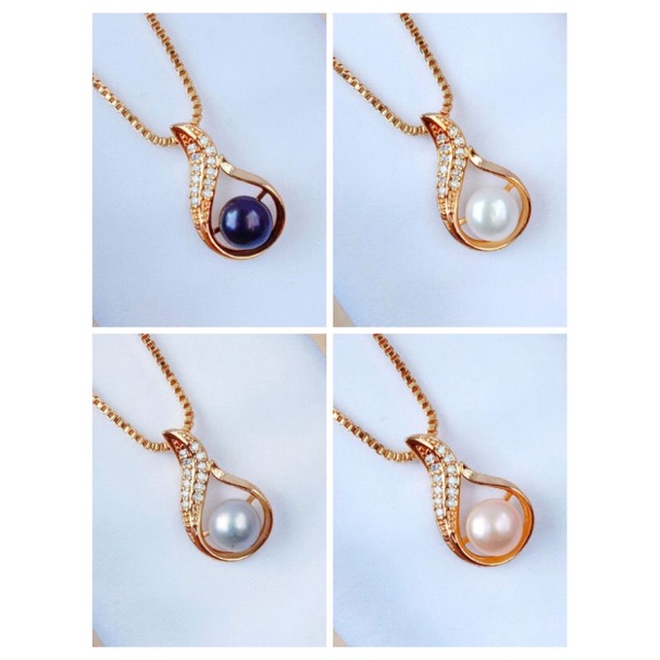 kalung lapis emas mutiara air tawar asli lombok bersertifikat Kalung pesta Kalung liontin mutiara Pe