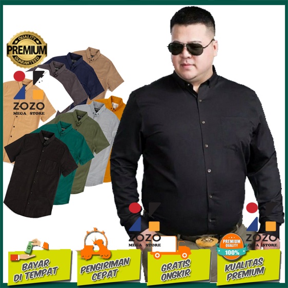 KEMEJA JUMBO PRIA LENGAN PANJANG BAJU POLOS COWOK WARNA LENGKAP