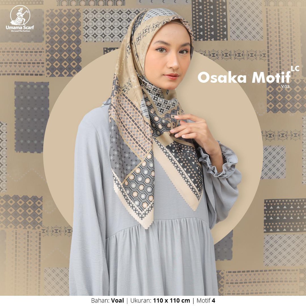 HIJAB UMAMA OSAKA MOTIF LC, KERUDUNG SEGI EMPAT UMAMA OSAKA MOTIF LASERCUT, JILBAB MOTIF SEGI EMPAT PINGGIRAN LASERCUT