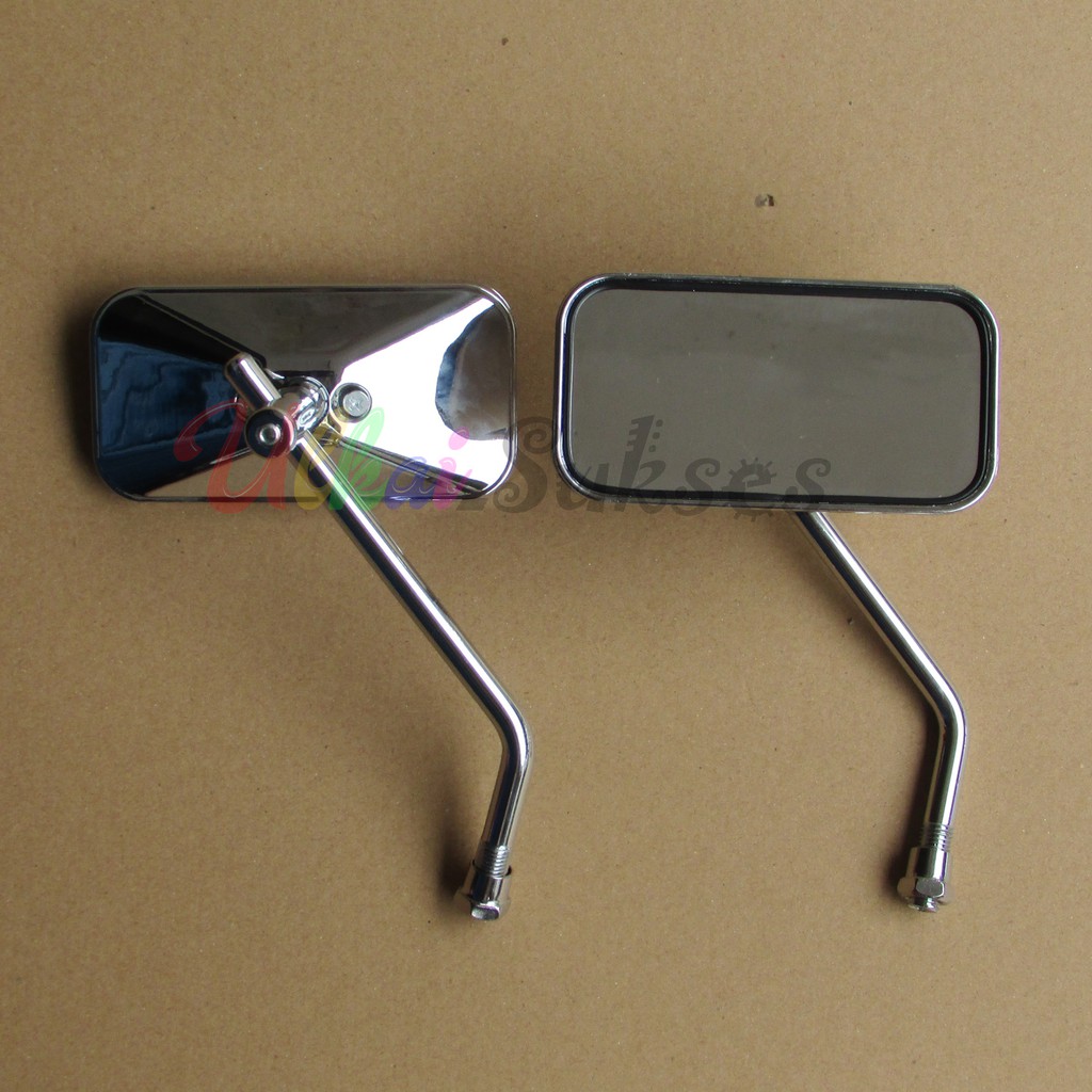 Spion Chrome Tangkai Pendek Kaca Datar Model Vespa Mini Universal Honda Dan Yamaha Murah Laris