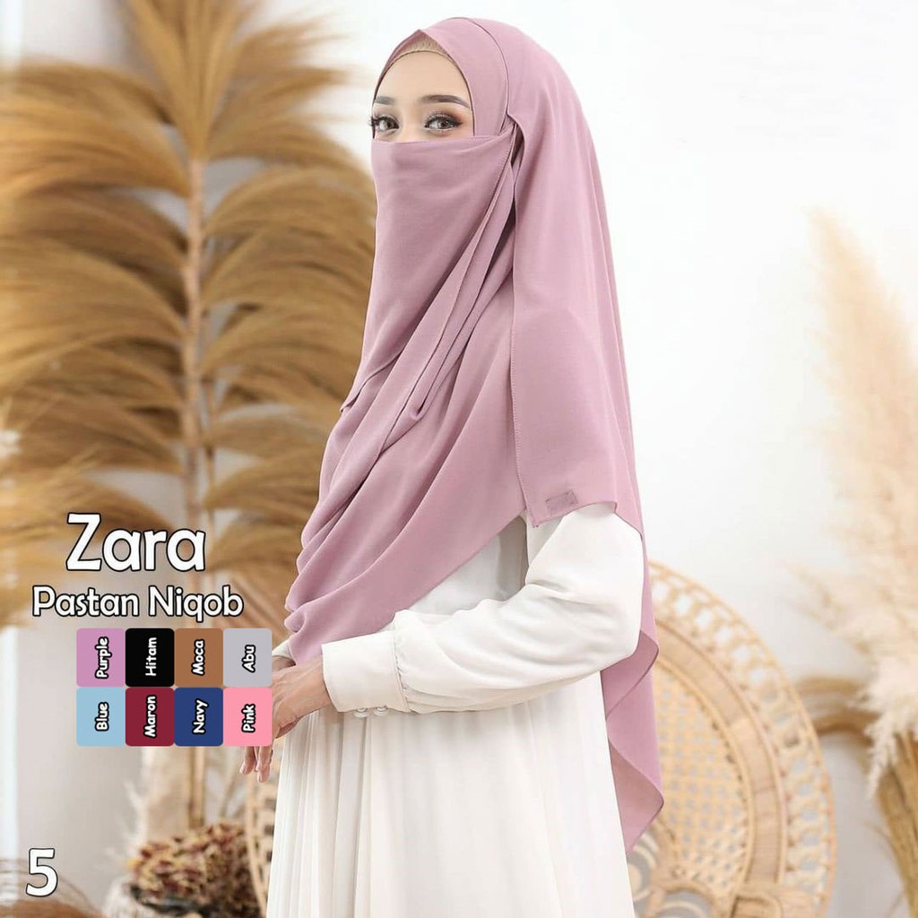Best Seller!! Jilbab Instan Hijab Instant Pastan Niqob Zara Pastan Niqab 3 in 1 Ceruty Babydoll-PURPLE