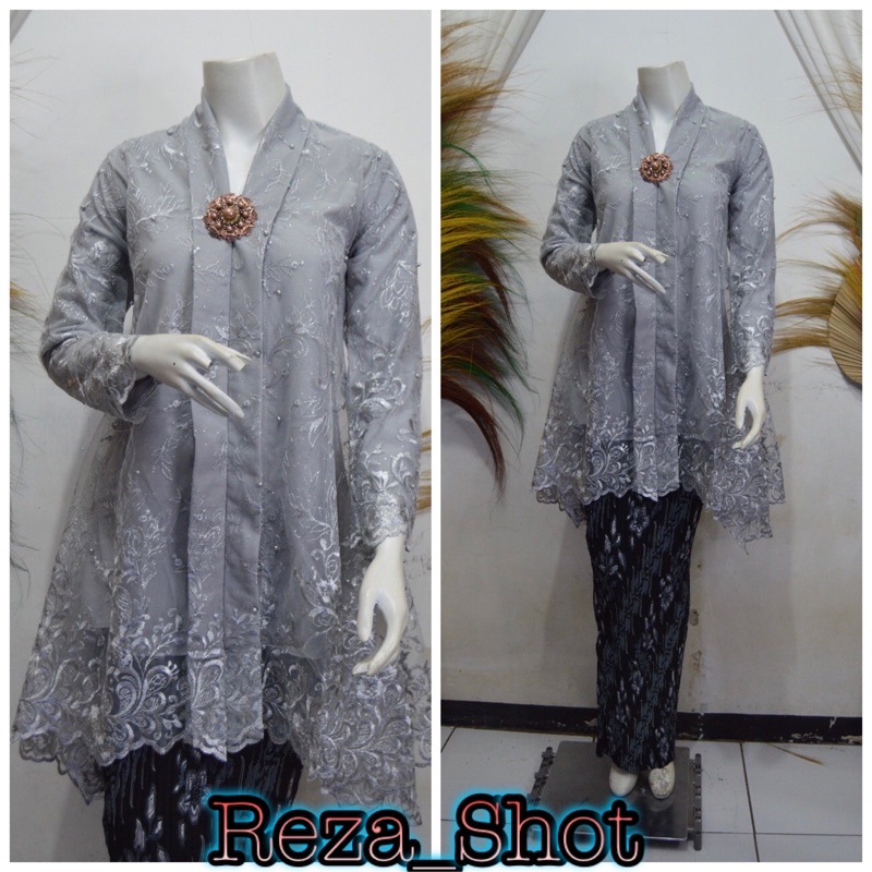 SALE-Kebaya Kartini Floy Kebaya Kartini Modern Kebaya Kartini Busui Kartini Pesta Keaya Wisuda-Silver