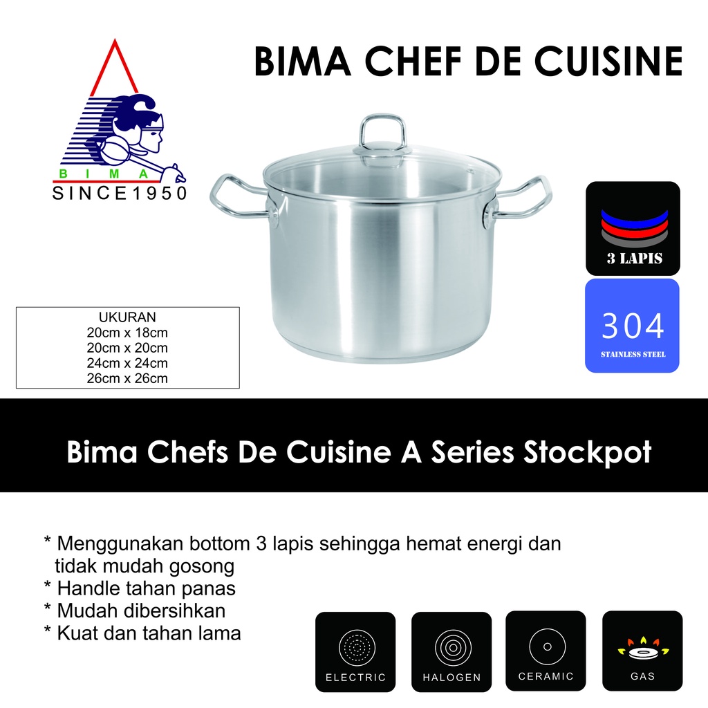 Jual Bima Chef De Cuisine Stockpot A Series 24x24cm | Shopee Indonesia