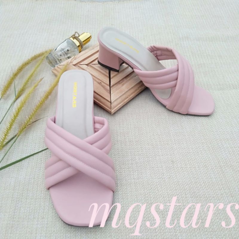 mqstars Sandal Heels Wanita Silang Empuk | Sendal Hak Tahu 5cm