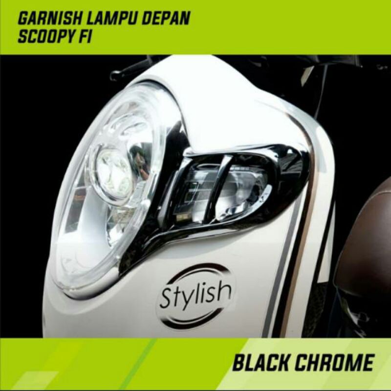 Variasi Garnish Garnis Lampu Depan Reflektor Sein Scoopy FI / FI ESP Black crome..