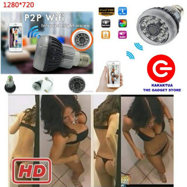 P2P Camera Spy Bulb Ip CCTV Hidden Wifi Lamp Cam Night Vision Kamera Pengintai Tersembunyi Lampu