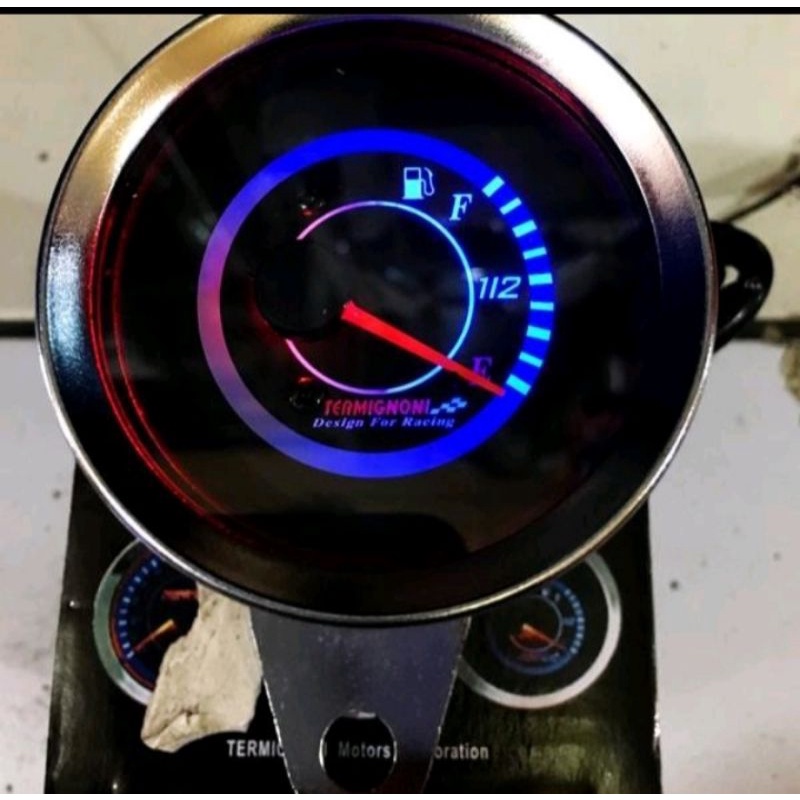 Speedometer Fuel Meter Bensin Jarum Led / Ampere Bensin Analog Led Anti Air warna cp crom/hitam