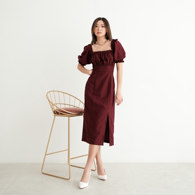 [TAVIA] NAURA MIDI DRESS / DRESS WANITA / DRESS KOREA