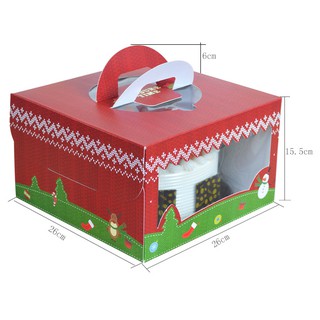 BOX TART NATAL 26X26 kue cake christmas natal lapis kotak 