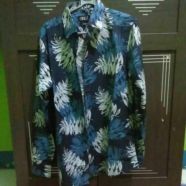 Odza Batik Slimfit Pria Lengan Panjang Modern Hem Saniva