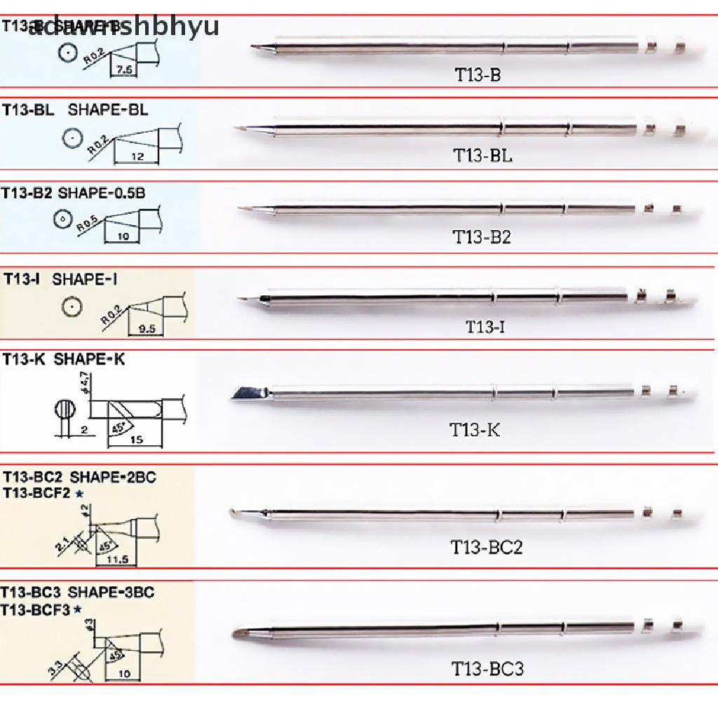 Tips Solder Tanpa Timah adawnshbhyu T13 Untuk Reparasi Stasiun Rework BAKON BK950D