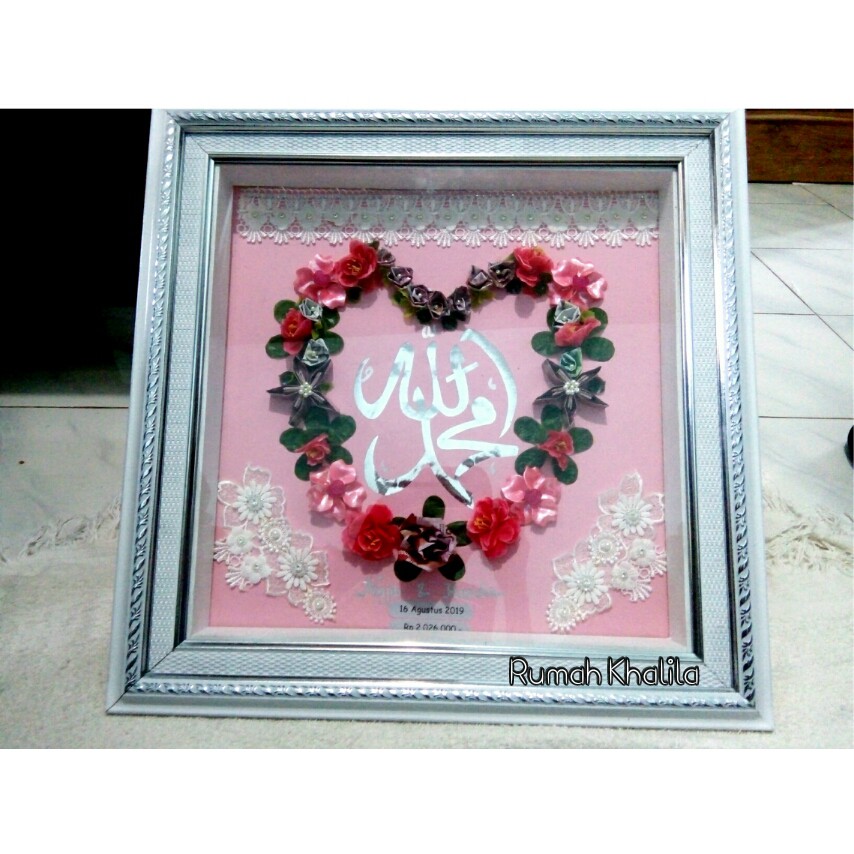 Kado Mahar Uang Love Kaligrafi 30x4o cm Custom Gambar 3d Tanpa Pigura Unik dan Murah