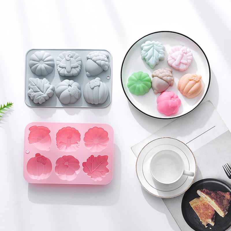 Cetakan Adonan Kue Mousse Desain Fall Harvest Dengan 6 Sel Bahan Silikon