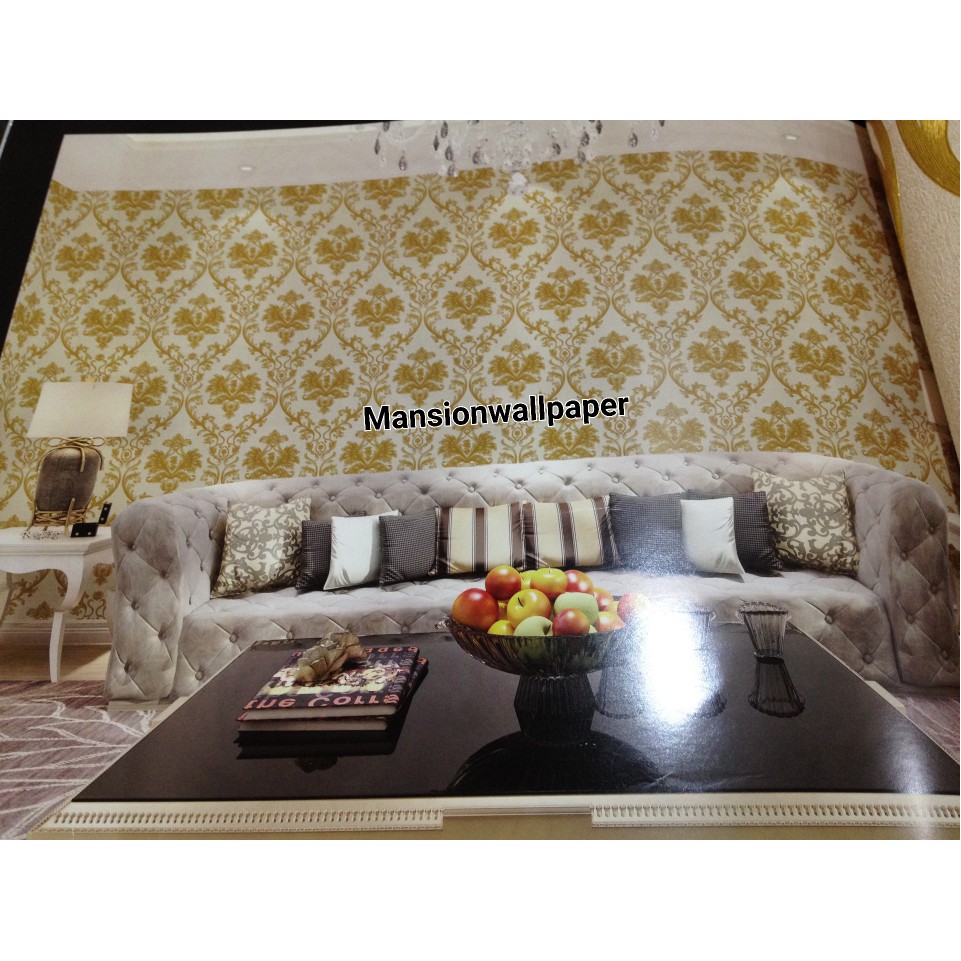 Wallpaper Dinding Korea Klasik Gold Silver Mewah Roll Besar