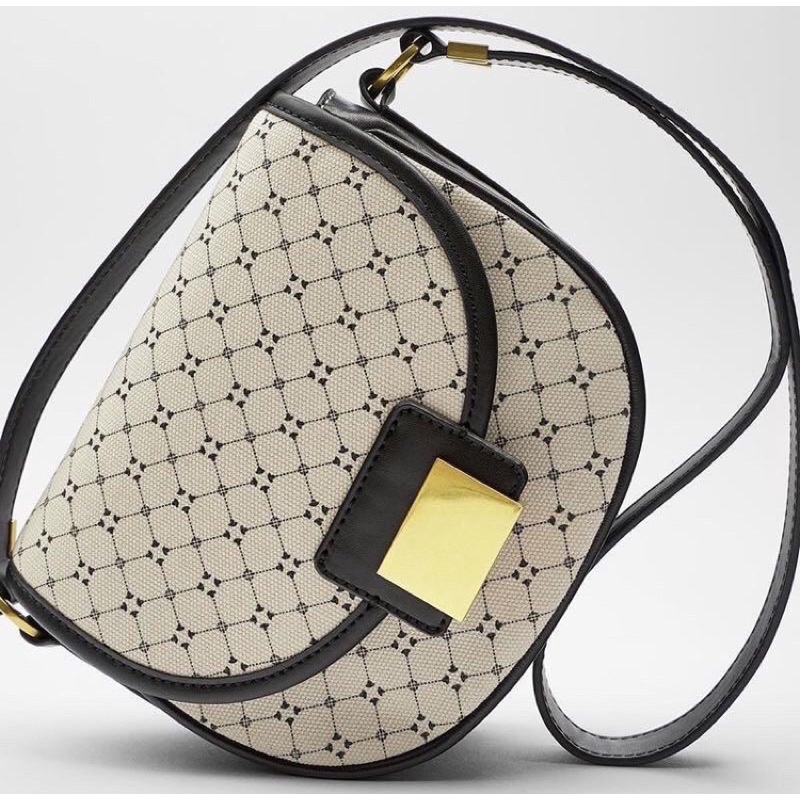 ZARA WOMEN BAG GEOMETRIC EMBOSSED WHITE ORIGINAL