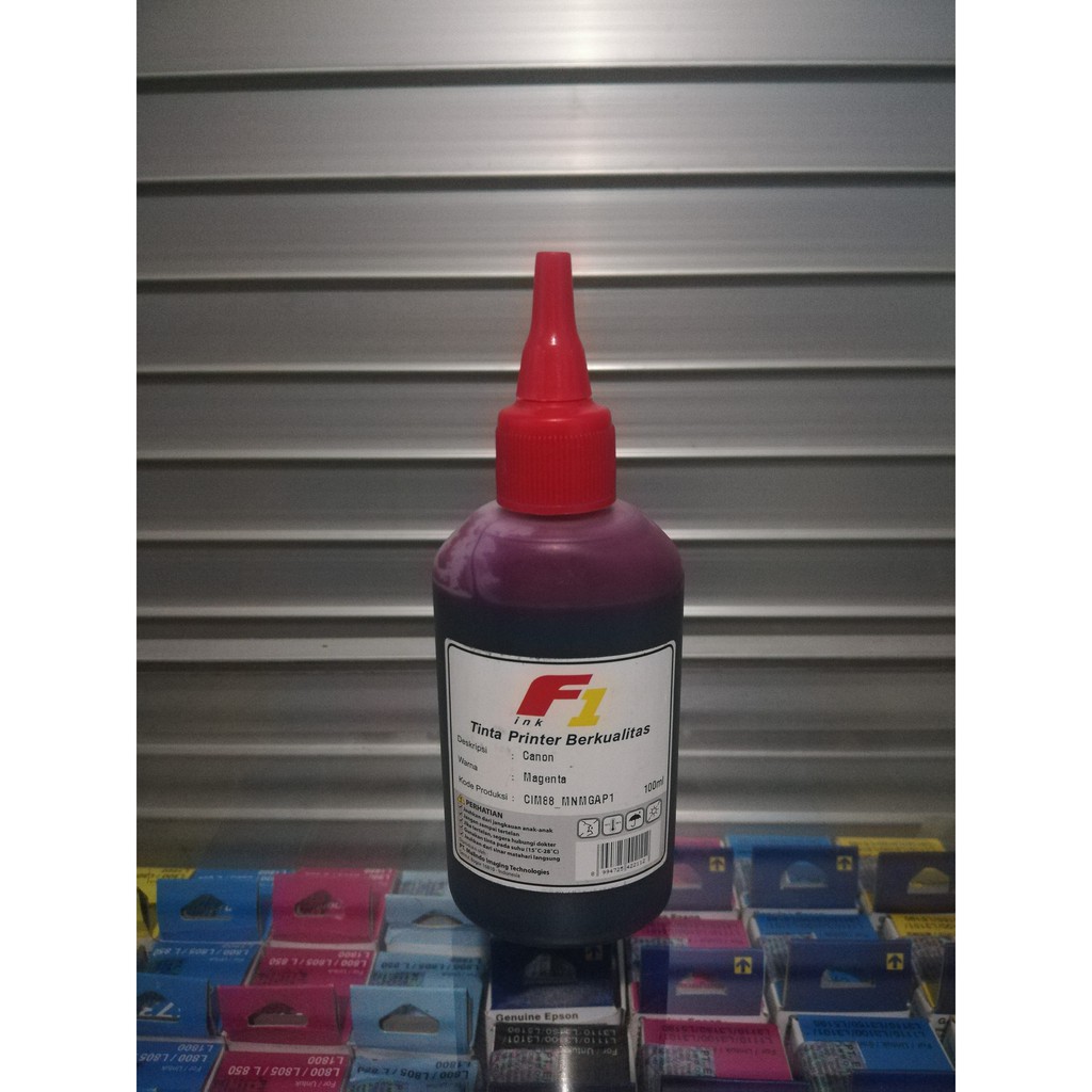 Tinta Refill Dye Base F1 CMYK Cyan Magenta Yellow Black Biru Merah Kuning Hitam 100ml UNTUK CANON