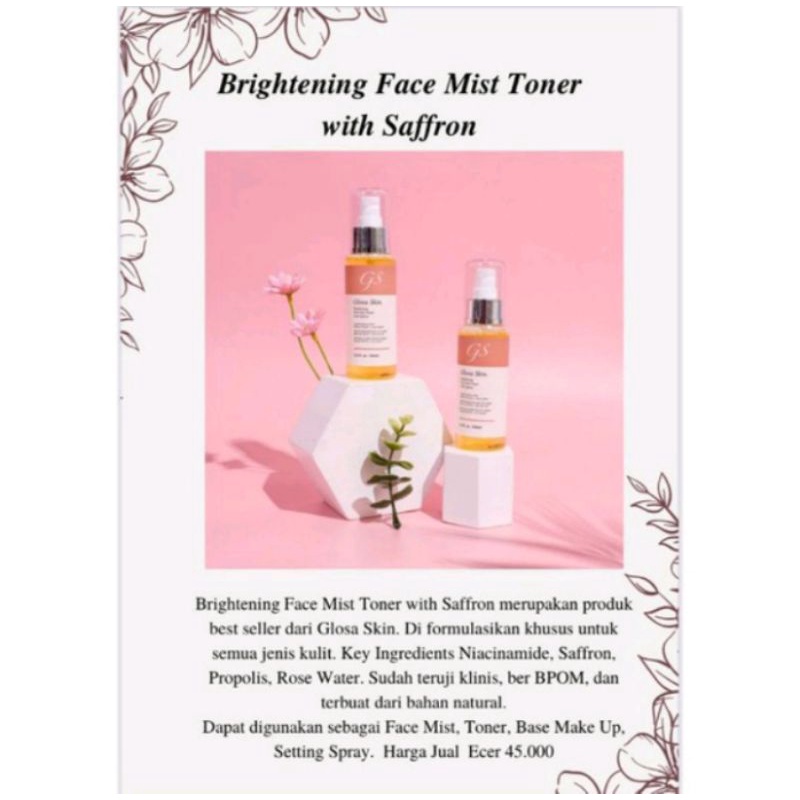 (AGEN RESMI GLOSA SKIN SIAP KIRIM)FACEMIST TONER SAFFRON