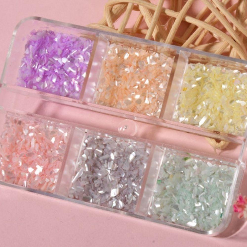 Mxbeauty Nail Art Charms Aurora Shiny Manicuring Perhiasan Salon Kuku Shell Slice Abalone Flake Hiasan Kuku