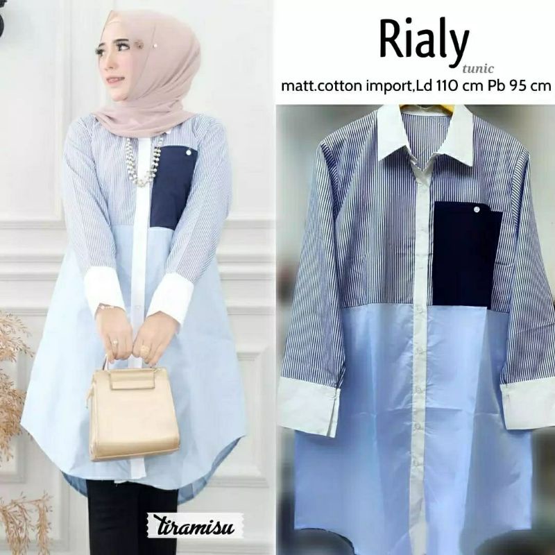 Rialy Tunic, TUNIK WANITA MUSLIM CANTIK BAHAN KATUN IMPORT LD 110 TERMURAH TERLARIS