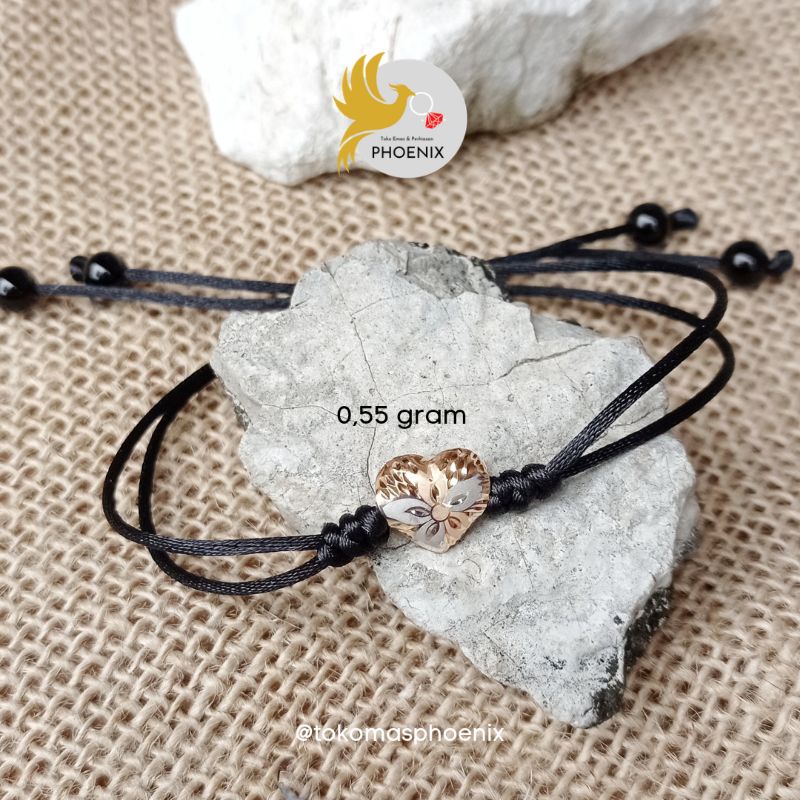 Gelang emas love model tali
