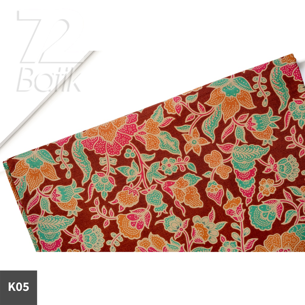 KAIN BATIK PREMIUM Bahan Katun Motif Kembang Warna Coklat Orange Hijau Merah 727369 Cap 72 Jarik Jarit Samping Kebat Panjang Batik Katun Modern Premium Bahan Seragam Batik Pernikahan Kantor Keluarga Murah Kamen Jadi Batik Bali Lembaran