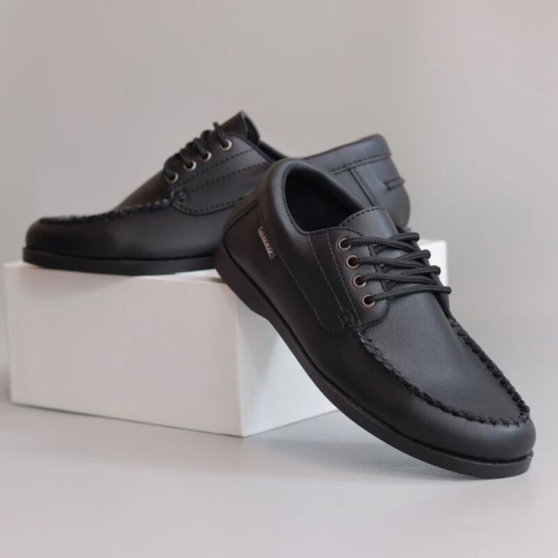 CERIS X OREGON BLACK - SepatuFormal Pantofel pria Resmi Formal Hitam Tali Kulit Syntetis Casual Kasual Kantor Kuliah Gereja Pesta Kondangan Kerja PNS Guru - Sepatu Formal Pria Terbaru Murah Terlaris