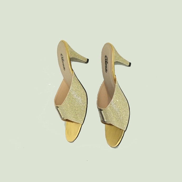 HIGH HEELS BIG SIZE / Sandal Wanita Ukuran Jumbo / sendal heel premium gold 7cm cewek pesta style sendal kondangan ibu ukuran besar warna emas