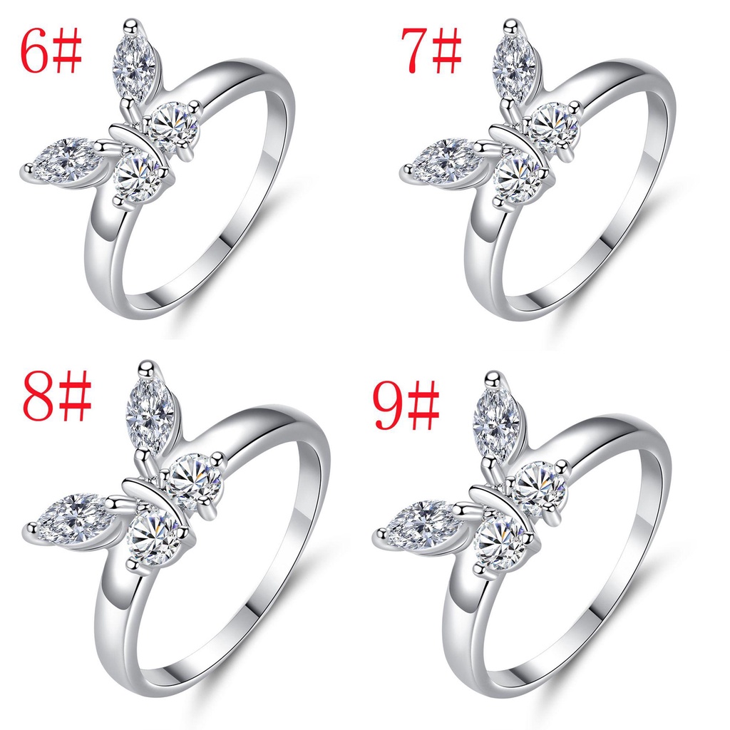 Nanas Kupu-Kupu Cincin Indah Cincin Busur-Simpul Perak Dainty Pernikahan Mood