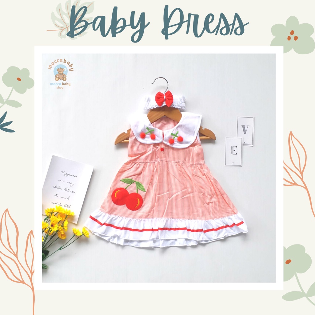 MBSS - QIU2 CHERRY Dress Bayi (0-12bulan) Baju Bayi Perempuan Baju Rok Terusan Bayi