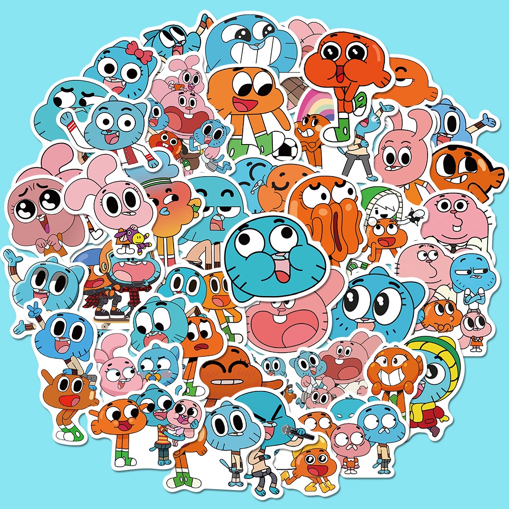 50pcs Stiker Desain Kartun The Amazing World Of Gumball Anti Air Untuk Dekorasi Laptop / Gitar