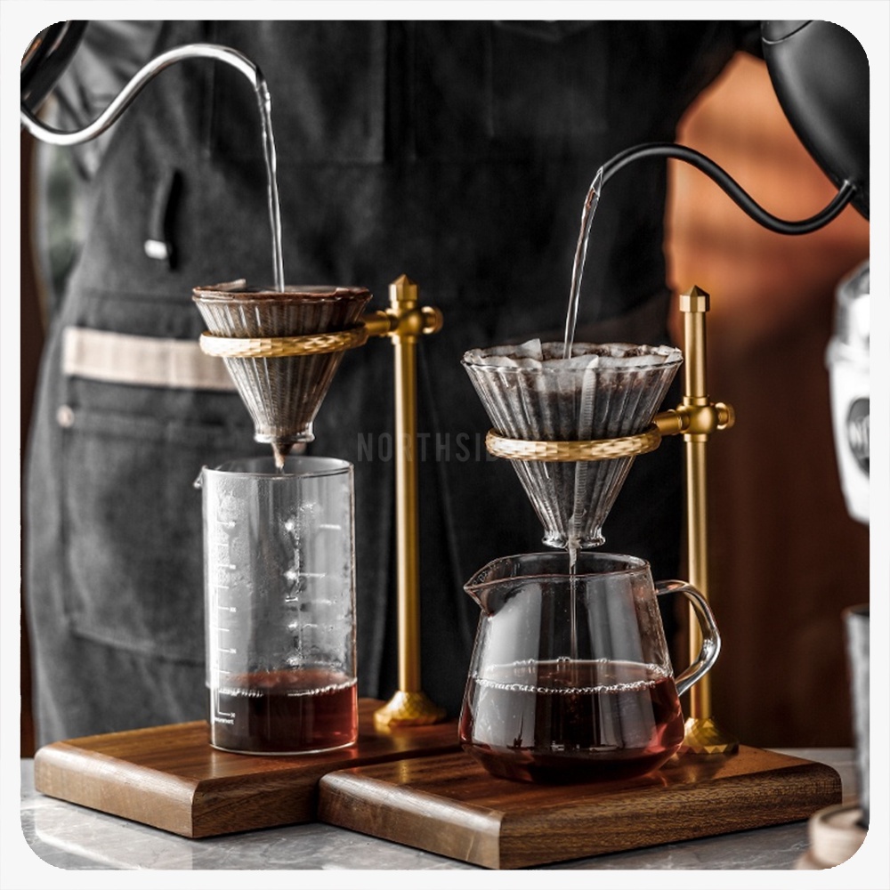 V60 POUR OVER WOODEN METAL DRIPPER STAND ADJUSTABLE | ALAT KOPI LY-DS1