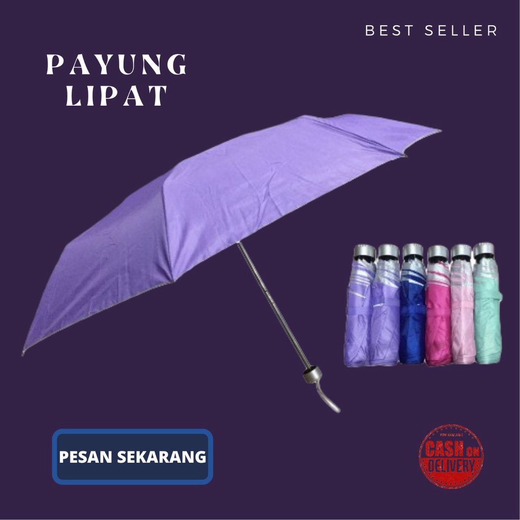 TERLARIS !! Payung Hujan Polos Lapis Silver Anti Radiasi Matahari HARGA PROMO BISA COD