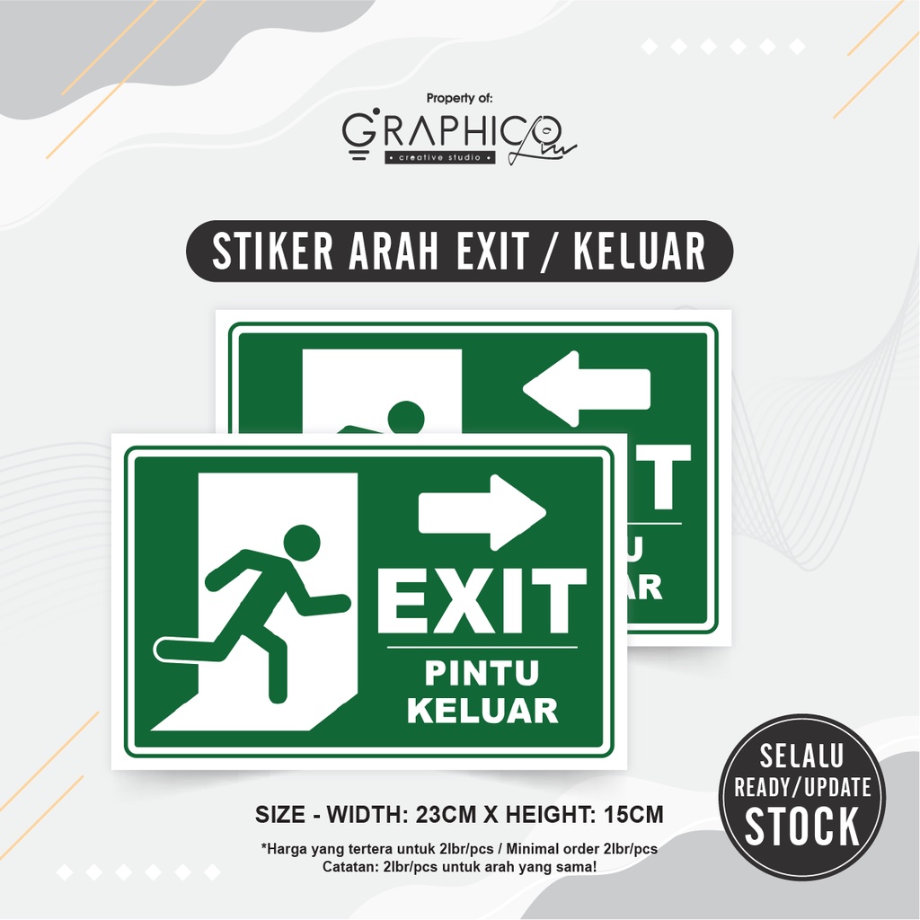 

Stiker EXIT / Pintu Keluar - Per/2 lembar (23x15cm)