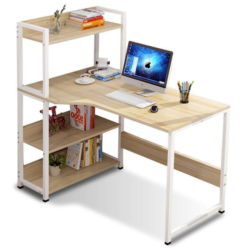 Meja Komputer Meja Belajar Meja Kerja Rangka Besi Dengan Rak Buku Model (H)