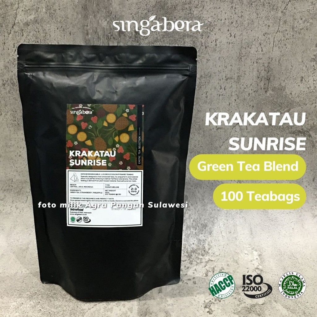 

Fruity Green Tea Krakatau Sunrise Singabera Teh Hijau Celup Premium Artisan Cafe Resto Hotel Horeca