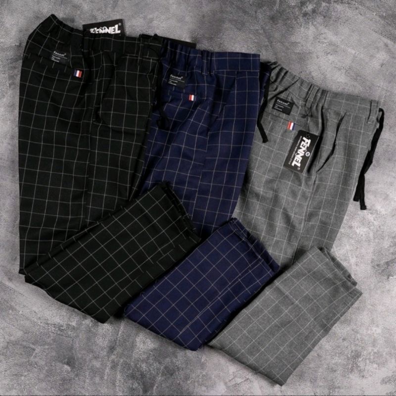 Celana Panjang Tartan Slim fit Motif Kotak