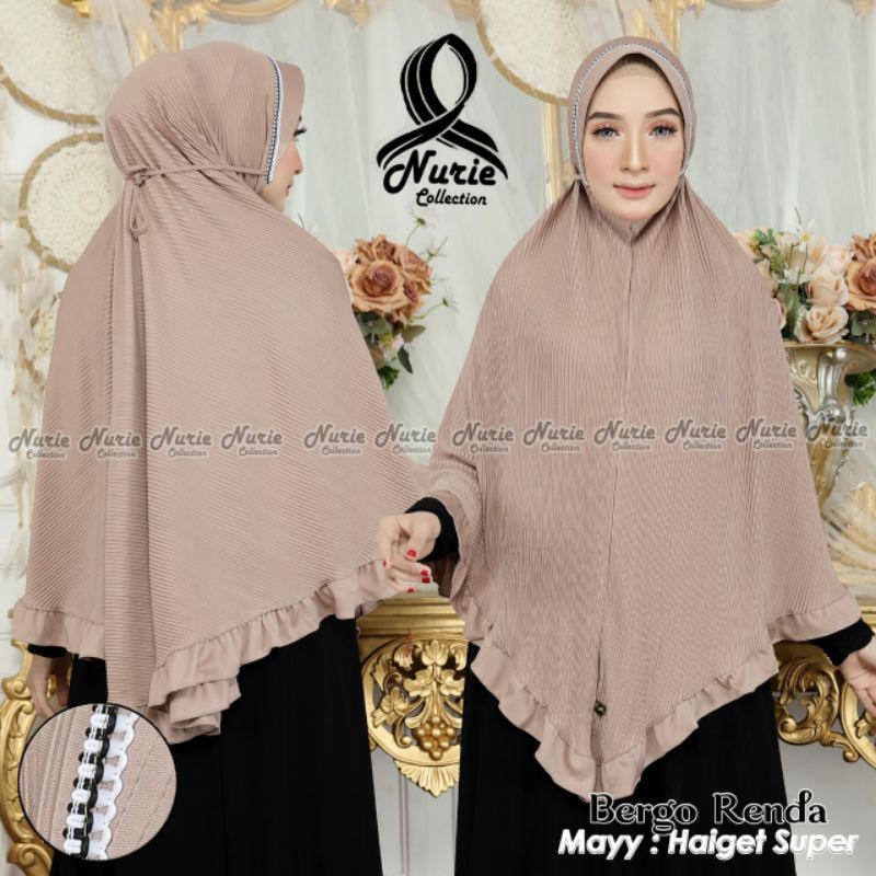 Jilbab Plisket Jumbo Pad Renda Sletting Jersey Hyg Super