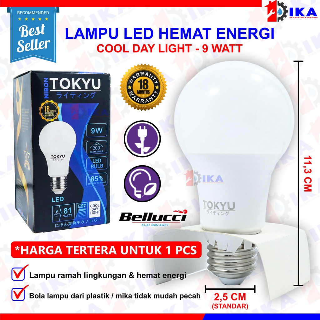 Lampu LED Tokyu 7 9 12 15 18 Watt Bohlam LED TOKYU Bellucci Lampu LED