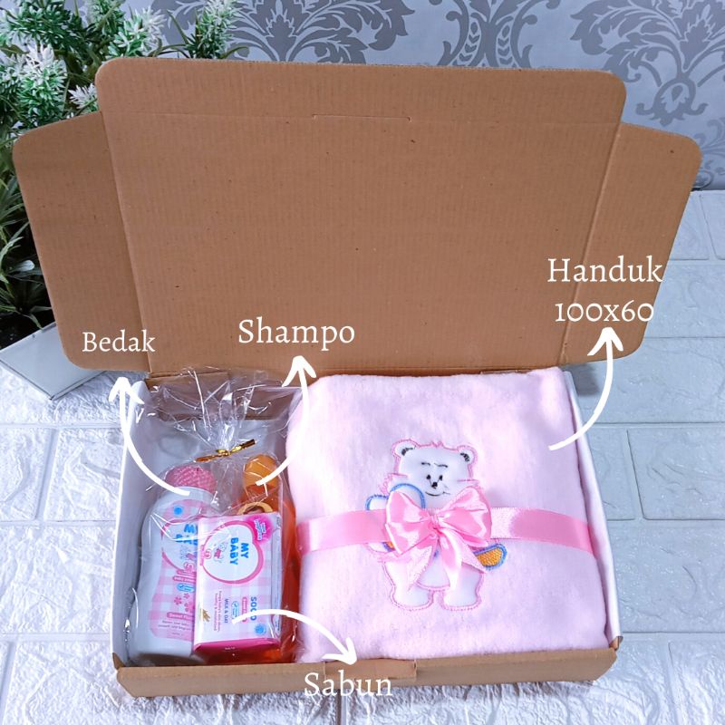 Hampers Baby Perlengkapan Mandi Bayi Kado Lahiran Babynewborn Kado Bayi Baru Lahir HANDUK BAYI BEDAK