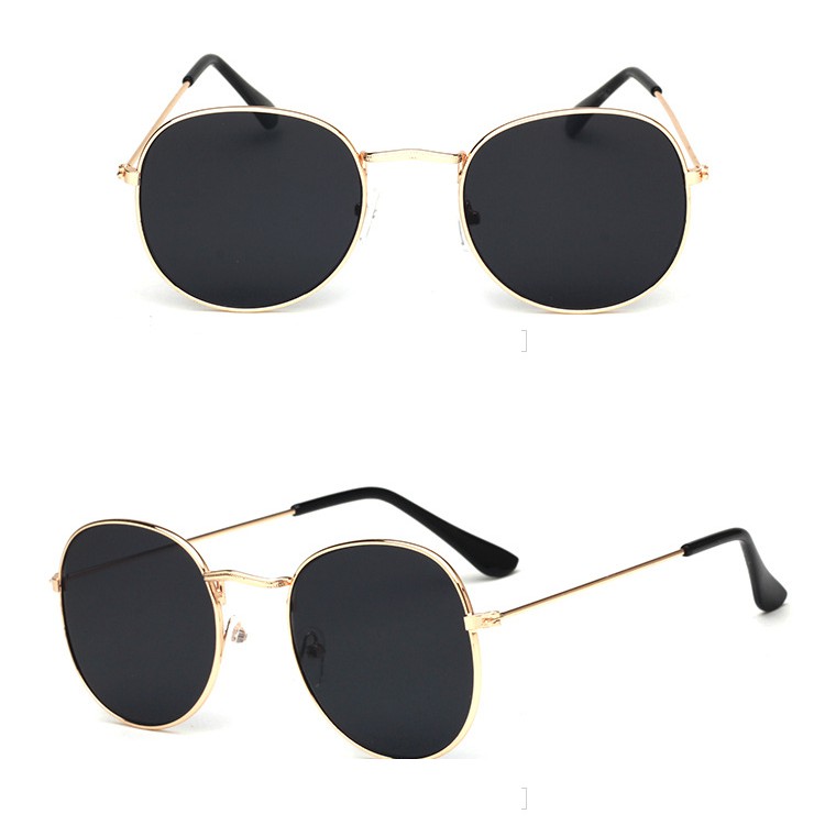 Kacamata Oval Retro gaya sama artis Korea Yoo In-na Fashion Metal Sunglasses unisex pria/wanita