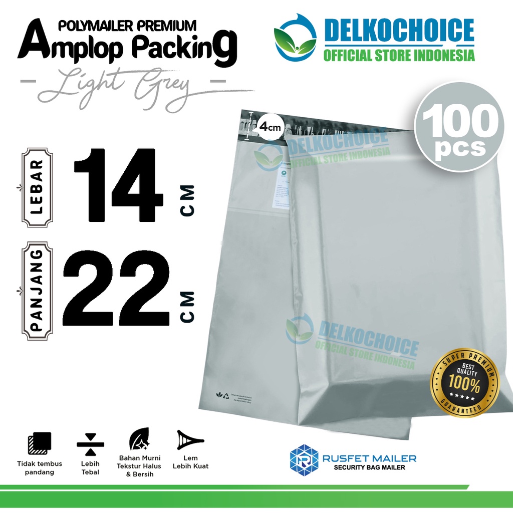 

Polymailer Polos LIGHT GRAY 14x22cm Amplop Plastik Packing Olshop ABU ABU PREMIUM / PACK