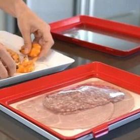۞ Tray Vacuum Makanan Sealer Elastis Pembungkus Ikan Daging Sayuran Buah khusus vacum makanan W6Y8 ♝