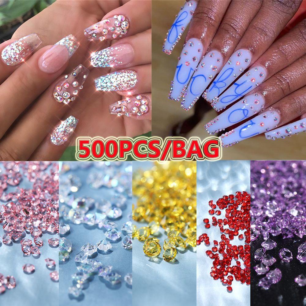 Nanas Kuku Rhinestones DIY Dekorasi Wanita Kecantikan 2mm Bentuk Berlian 3D Nail Art Manicure Decor