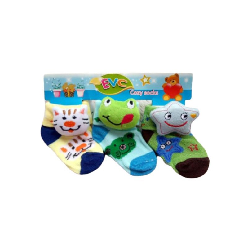 ( 3 PASANG ) Kaos kaki Bayi Boneka Samping 2~6 bulan
